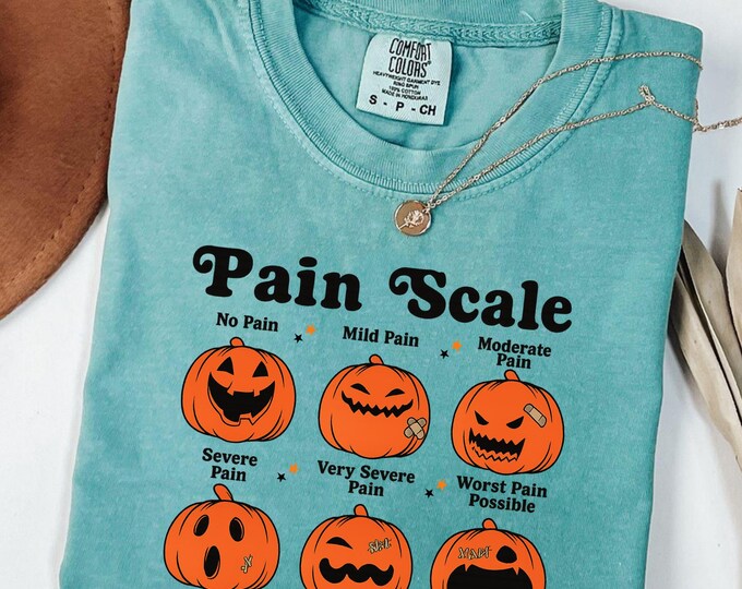 Comfort Colors Halloween Nurse Shirt: Pain Scale Fall Pumpkin Nurse Tee