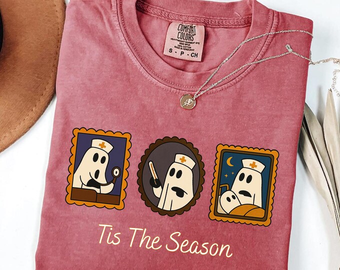 Retro Style Nurse Halloween Shirt: Nursing Spooky Season Cotton Tee
