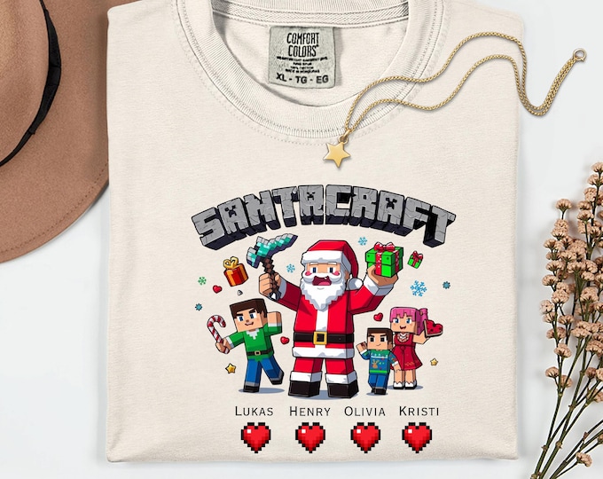 Personalized Santacraft Family Christmas Shirt: Custom Matching Family Gamer Sweatshirt