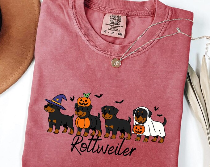 Comfort Colors® Rottweiler Halloween Shirt: Rottweiler Ghost Spooky Tee, Animal Lovers T-shirt