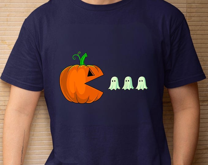 Pac-Man Pumpkin Ghost T-Shirt: Funny Retro Gamer Halloween Tee
