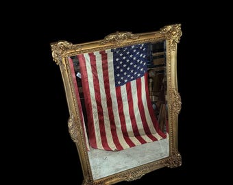 Vintage Carolina Mirror Company Gold Wall Mirror: Hollywood Regency Ornate Decor (30x41 inches)