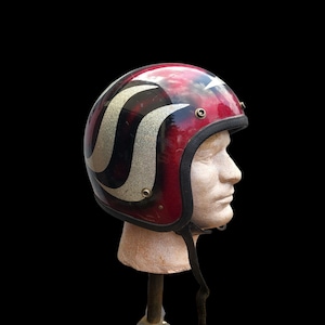 Vintage 70s Metallic Flake Motorcycle Helmet: Red, Blue & Silver 3/4 Open Face - Etsy Vintage 70s Metallic Flake Motorcycle Helmet: Red, Blue & Silver 3/4 Open Face - Etsy