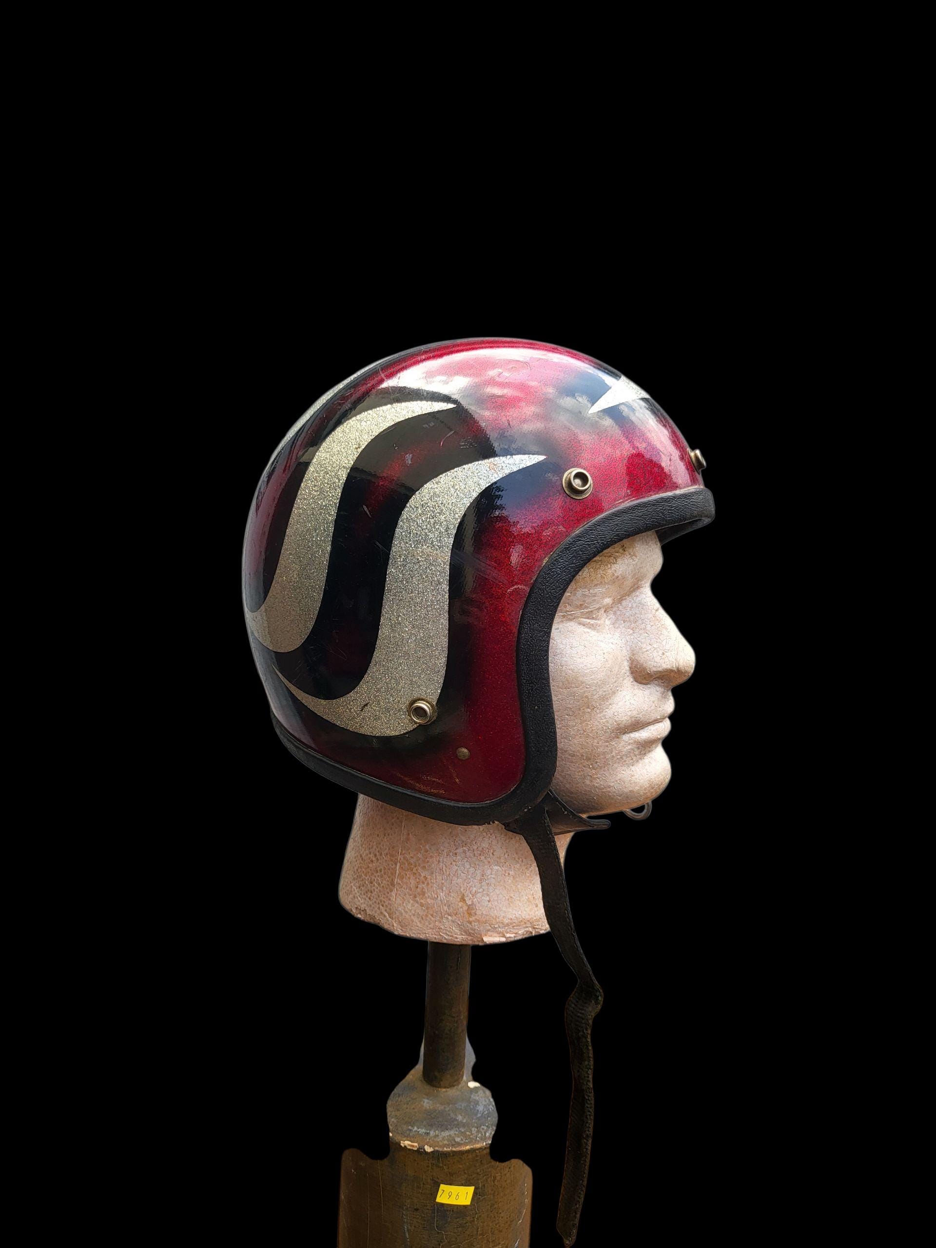 Vintage 70s Metallic Red Flake Biker Helmet - 3/4 Open Face Chopper Lid - Etsy Vintage 70s Metallic Red Flake Biker Helmet - 3/4 Open Face Chopper Lid - Etsy