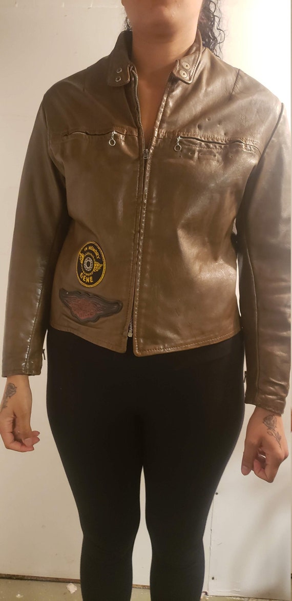 harley davidson, harley jacket, brown jacket, lea… - image 1