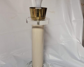 pillar lamp, art deco lamp, lucite lamp, lucite, hollywood regency lamp, candle lamp, ivory lamp