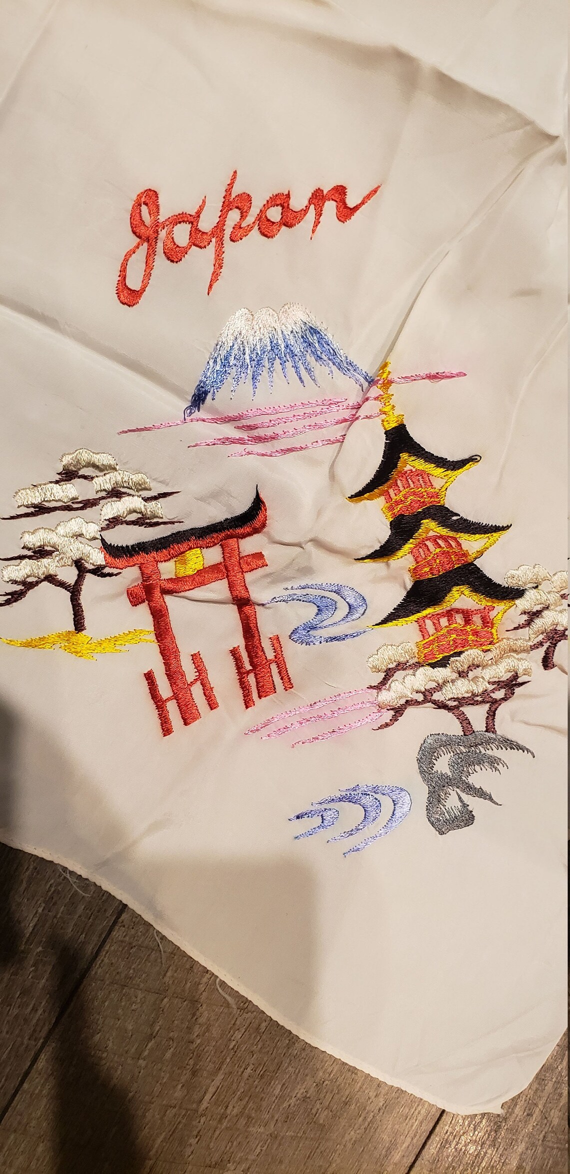 Silk Scarf Japanese Silk Japan Embroidered Scarf War Etsy UK