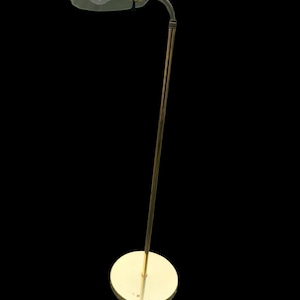 Vintage Brass Adjustable Floor Lamp with Shell Top Shade – Art Deco Style Lighting