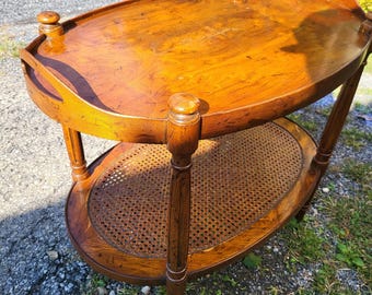 Vintage Drexel Heritage Oval Serving Table With Cane Shelf - Etsy