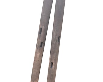 Antique Industrial Wooden Rollers Pair – 47" Textile Loom Beams, Architectural Salvage Wall Art