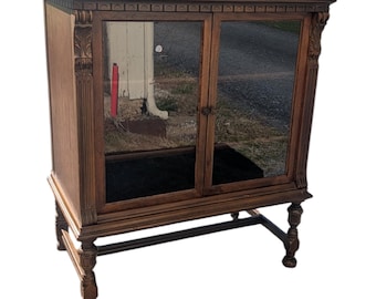 Antique Jacobean Revival Bar Cabinet | Early 20th Century Tudor Style Sideboard