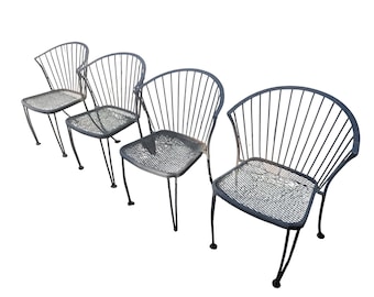 Exceptional Wrought Iron Patio Dining Chairs – Set of 4 (Salterini / Woodard Style)