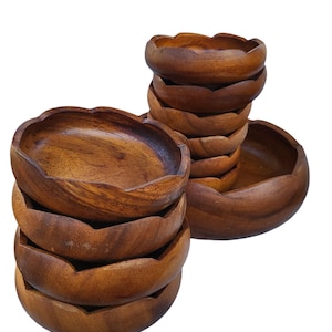 Vintage Monkeypod Wood Salad Bowl Set: Mid Century Hawaiian Tiki Decor