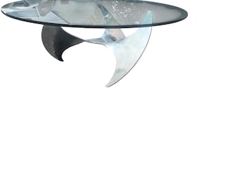 Vintage Mid-Century Modern Propeller Coffee Table – Space Age Cast Aluminum