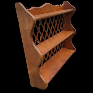 Vintage Three Tiered Wood Wall Shelf: Decorative Display