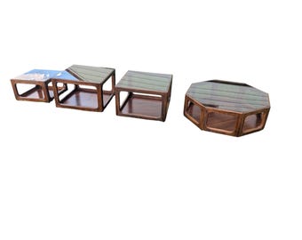 Vintage Mid-Century Modern J.B. Van Sciver Walnut Coffee & Side Table Set - 4 Pieces