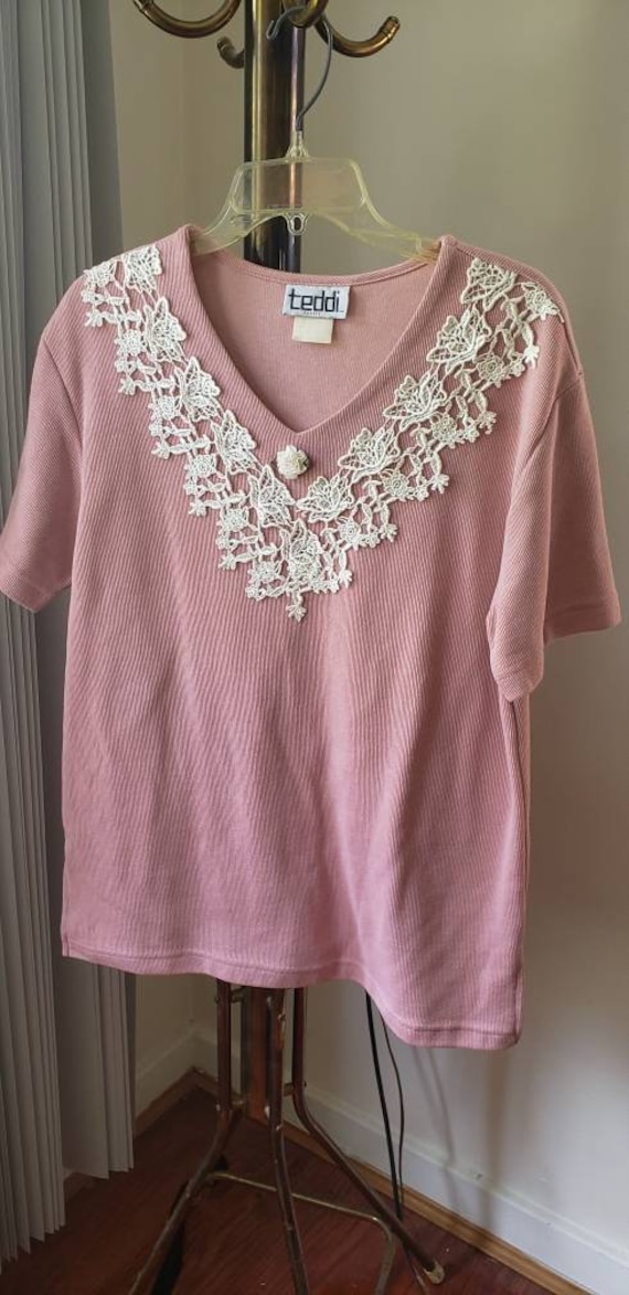 Vintage teddi pink petite rose shirt | Etsy