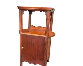 Antique Mahogany Smoking Stand - Vintage Humidor Cabinet, Edwardian Style Smoker's Companion Side Table, Premium Cigar Lounge Decor, Accent