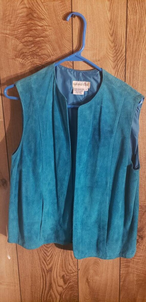 Blue vest, leather vest, blue leather vest, cowboy