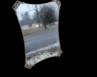 Vintage Hollywood Regency Gold Mirror: Midcentury Glam Vanity Decor (33x44)