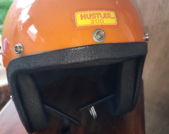 Vintage Unusual Unique Motorcycle Helmet Fiberglass Orange