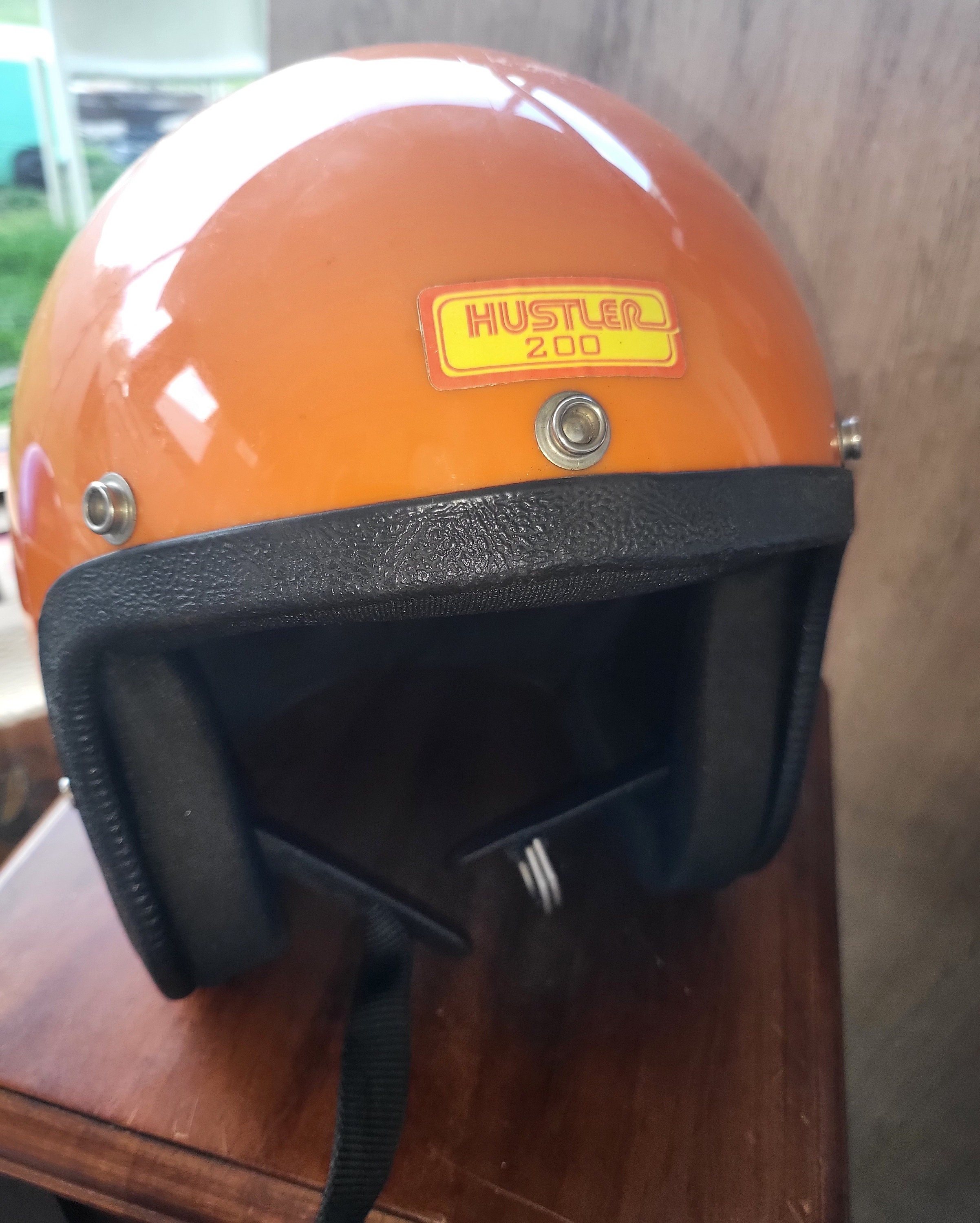 Motorcycle Helmet, Orange Helmet, Vintage Helmet, Chopper