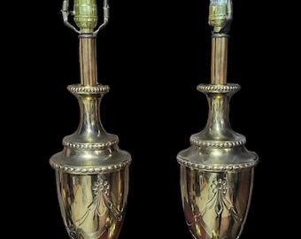 Brass table lamps, floral brass lamps, brass table lamp