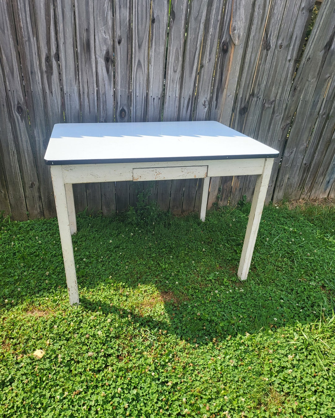 Enamel Table, Metal Table, White Table, Rectangle Table, Farm Table