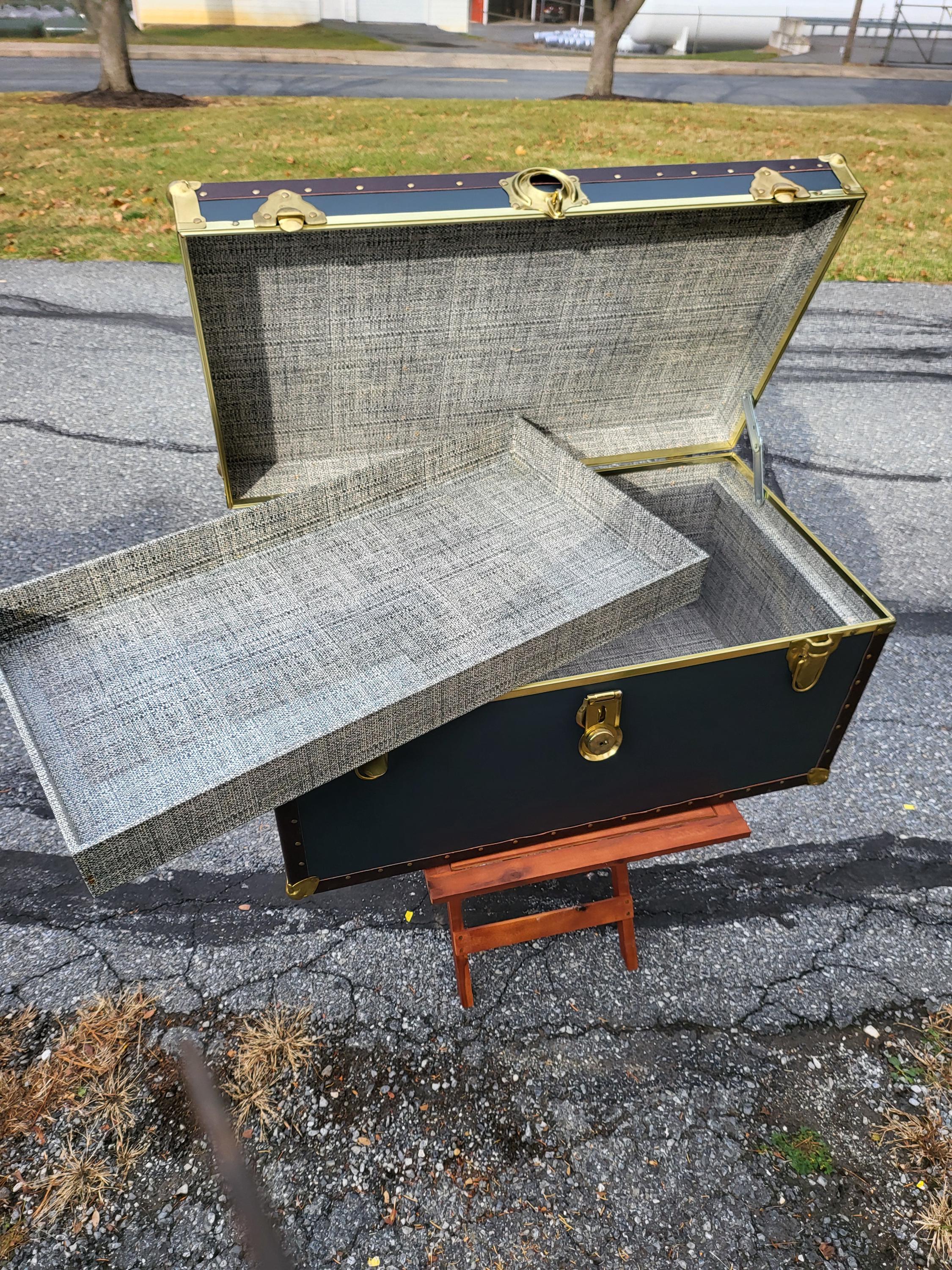Vintage Greenish Blue Trunk: Long Lock Chest With Gold Accent - Etsy