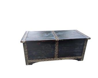 Shou Sugi Ban Vintage Cedar Blanket Chest - Hand-Charred Brutalist Trunk