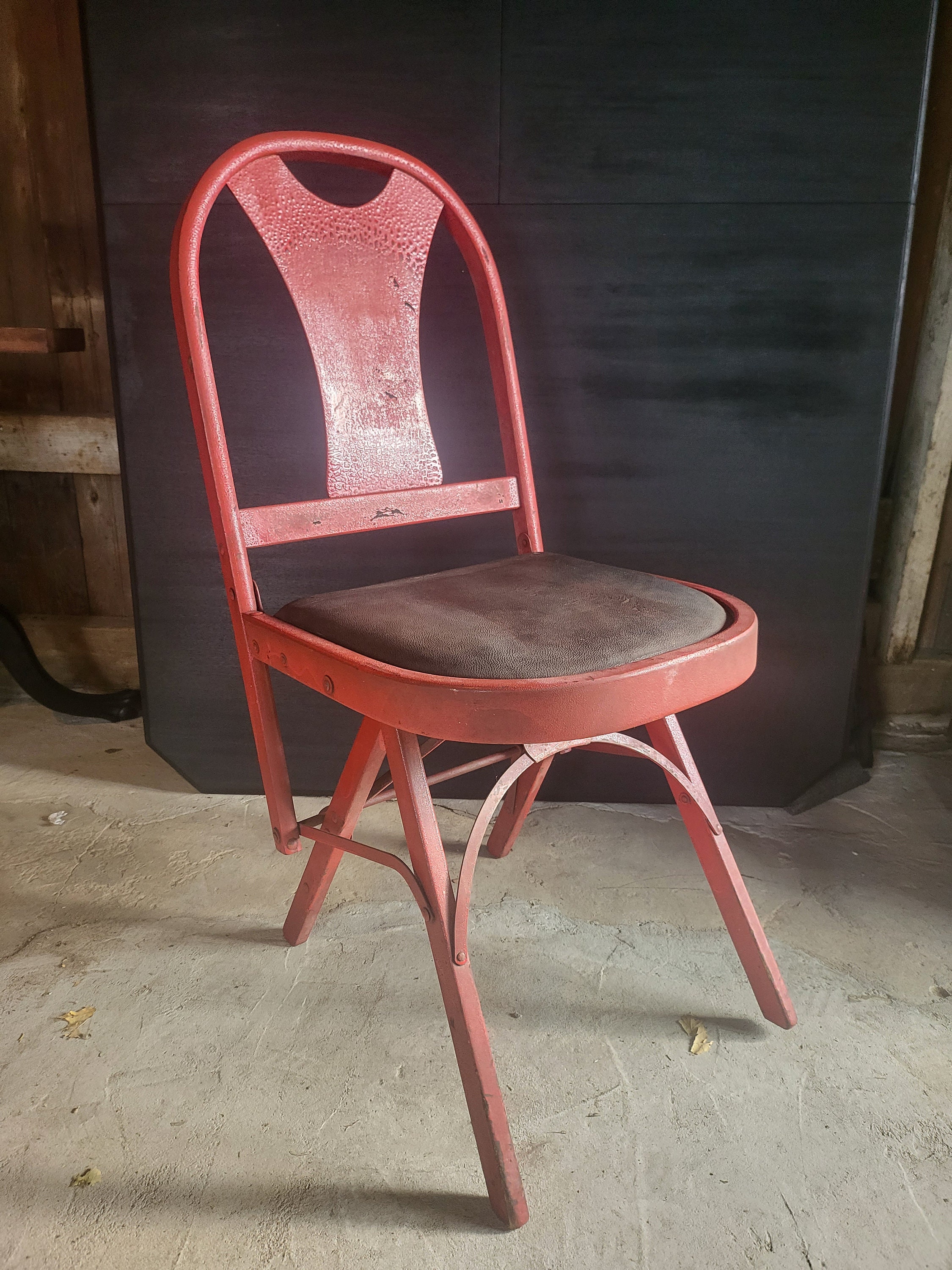 Vintage Red Folding Accent Chair: Chippy Patina - Etsy 日本