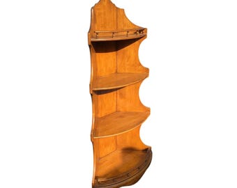 Tall Vintage Wood Corner Shelf Unit