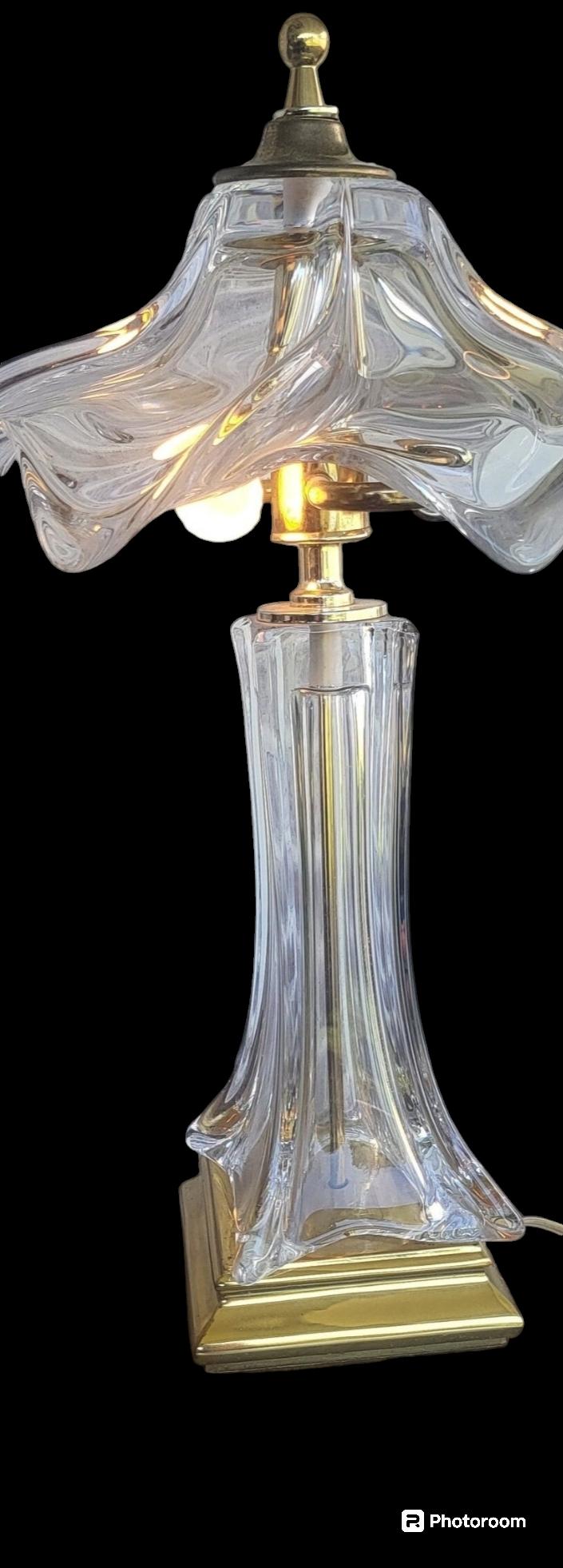 Cofrac Art Verrier Lamp – Vintage French Art Glass – Signed Crystal Table Lamp – Mid Century Lighting – Elegant Home Decor
