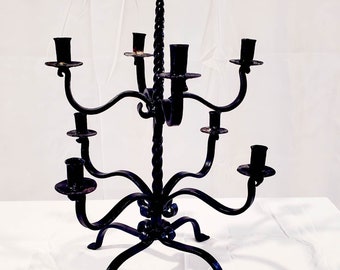 candelabra, candle holder, table top , wrought iron candle, candle centerpiece, gothic candelabra,  medieval  candelabra,