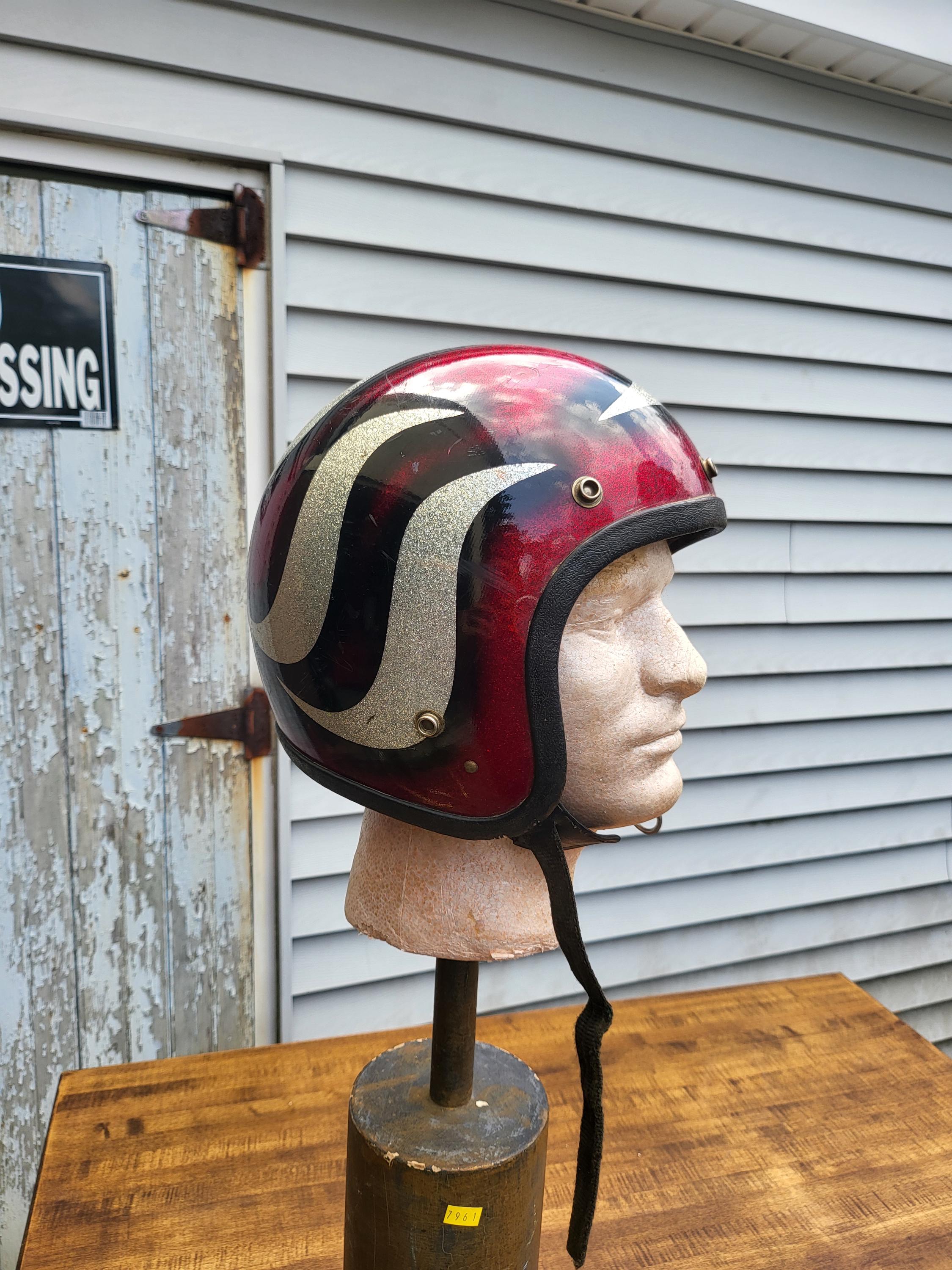 Vintage 70s Metallic Red Flake Biker Helmet - 3/4 Open Face Chopper Lid -  Etsy