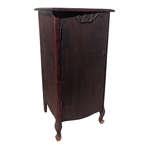 Antique Mahogany Record Cabinet | Ornate Victorian Sheet Music Side Table