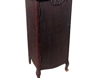 Antique Mahogany Record Cabinet | Ornate Victorian Sheet Music Side Table