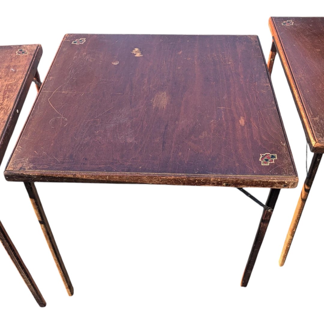 Vintage Wood Folding Card Tables – 1940s Playing Card Motif Set - Etsy