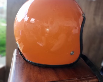 Motorcycle Helmet, Orange Helmet, Vintage Helmet, Chopper
