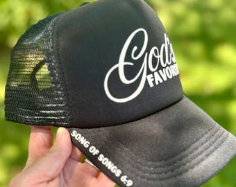God’s Favorite Trucker Hat – Black Christian Mesh Cap, Faith-Based Streetwear, Inspirational Religious Gift