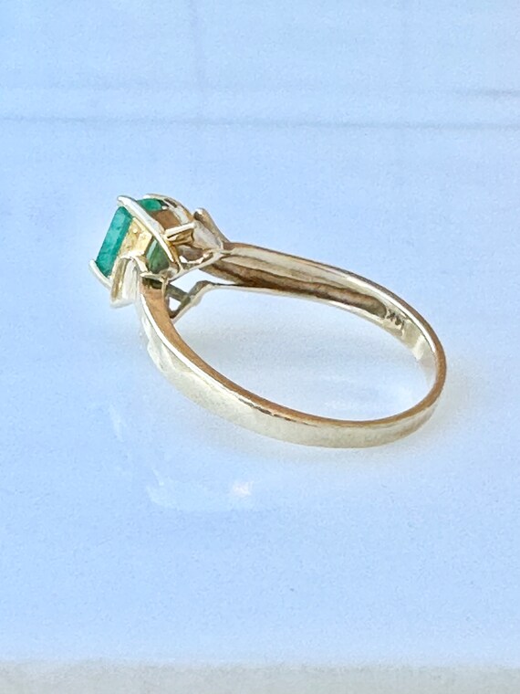 Vintage Green Emerald Bypass Engagement Ring, Sol… - image 6