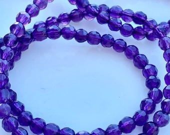 Amethyst Bead Necklace with 14k Gold Clasp, 18 Inches Long, Beaded Strand