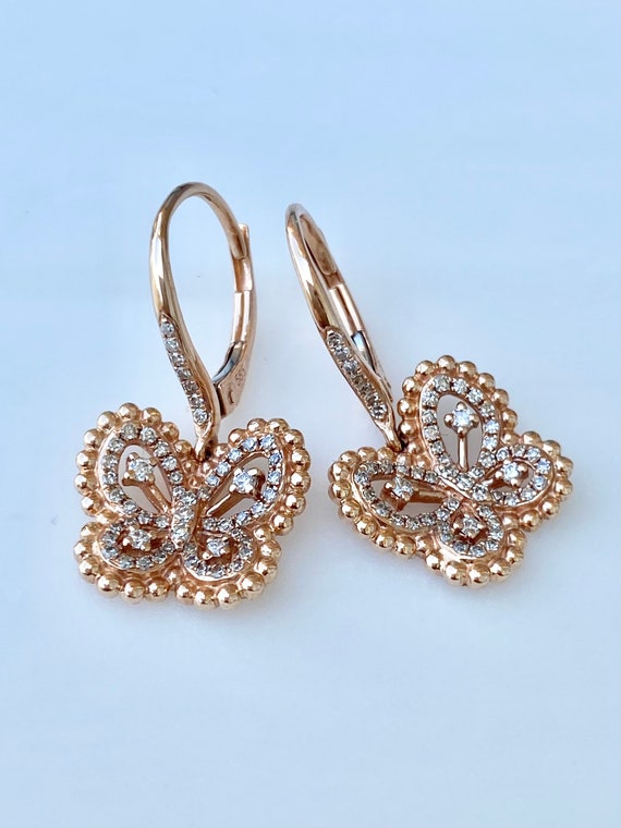 Diamond Butterfly Earrings, Bridal Jewelry for Br… - image 2