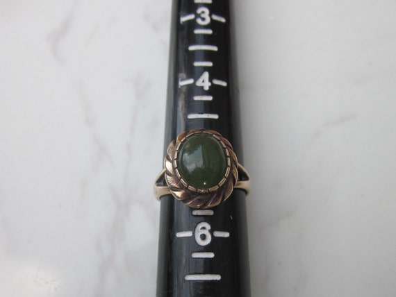Vintage 14k Solid Yellow Gold and Nephrite Jade R… - image 6
