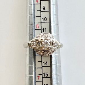Art Deco Style Engagement Ring, 14k White Gold Diamond Ring, Solid Gold Vintage Ring image 8