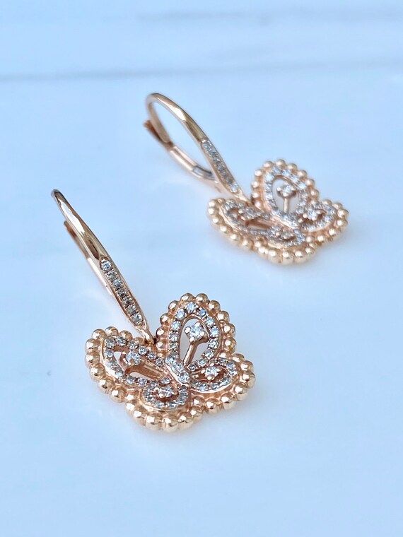 Diamond Butterfly Earrings, Bridal Jewelry for Br… - image 3