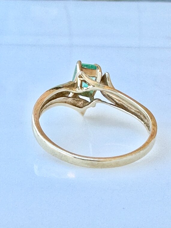 Vintage Green Emerald Bypass Engagement Ring, Sol… - image 7