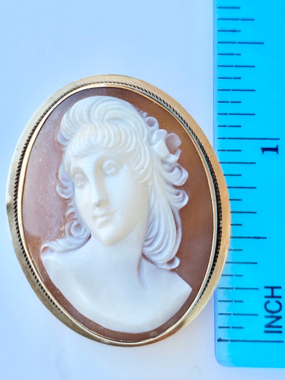 Vintage High Relief Female Natural Shell Cameo in… - image 5