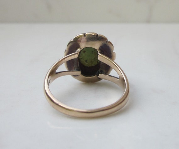 Vintage 14k Solid Yellow Gold and Nephrite Jade R… - image 4