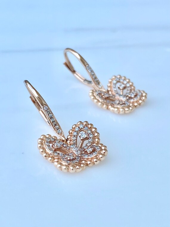 Diamond Butterfly Earrings, Bridal Jewelry for Br… - image 6